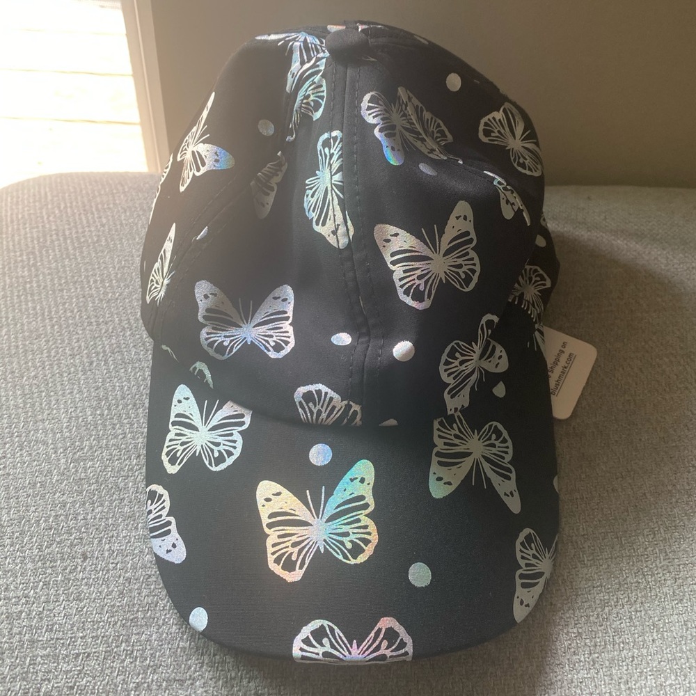 Black Butterfly Print Hat